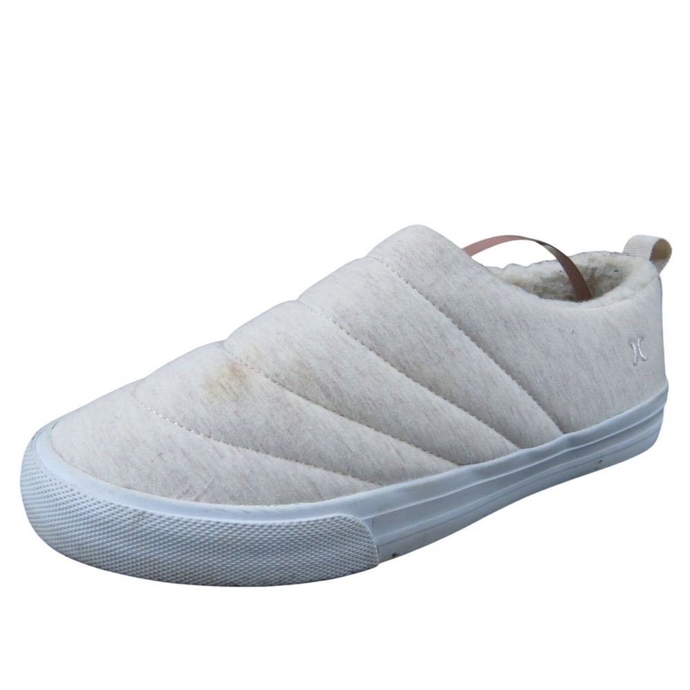 Hurley Arlo Puff Clog Women 7 Beige‎ Textile Slip-On Shoes Cozy Comfort